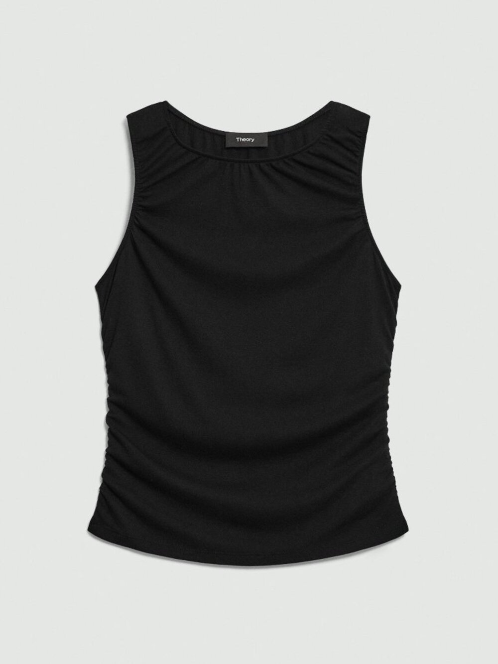 NWT Theory Black Shirred Top in Soft Rib Size S